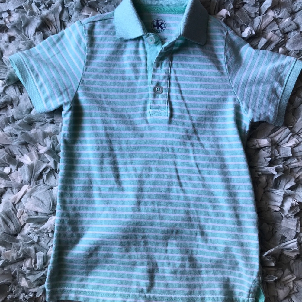Boys mint green striped polo shirt